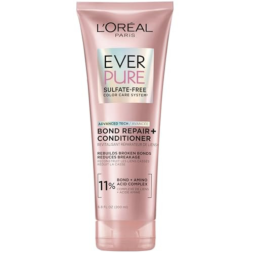 L'Oreal Paris Sulfate Free Bond Repair+ Conditioner, Hair Conditioner with Bond + Amino Acid Complex, Strengthens and Repairs Damaged or Color Treated Hair, EverPure, 6.8 Fl Oz (Packaging May Vary) | Amazon (US)