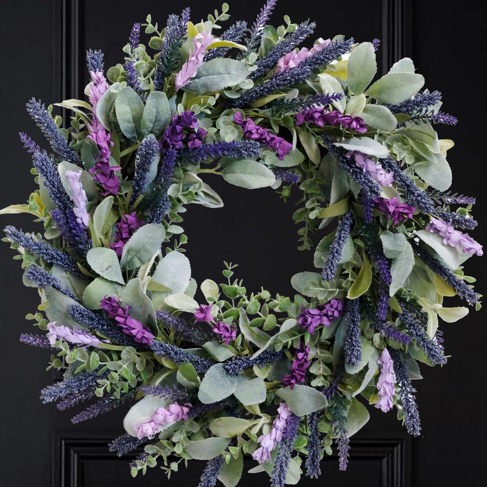 Lavender Wreaths for Front Door, 20 inch Artificial Farmhouse Wreaths for Wall Window Party Weddi... | Amazon (US)