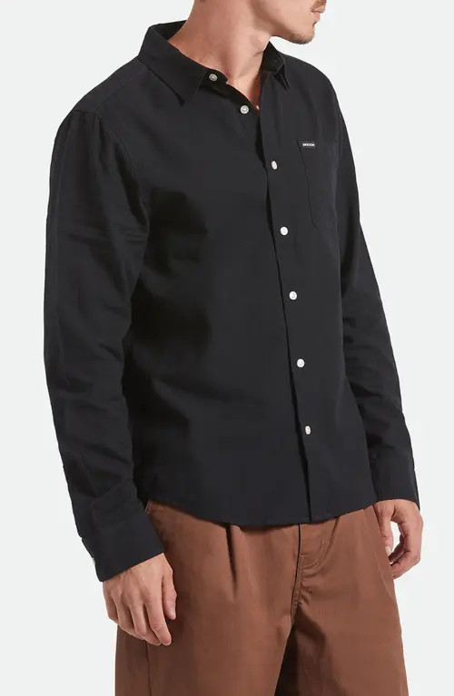 Brixton Charter Cotton Button-Up Shirt in Black at Nordstrom, Size X-Large | Nordstrom