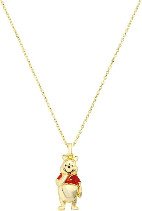 Disney Winnie the Pooh Necklace Pendant, Crystal 14K Gold Plated Tone | Amazon (US)