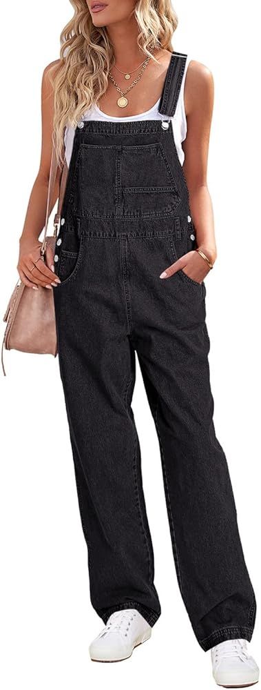 luvamia Women's Casual Vintage Overalls Loose Straight Denim Bib Overall Jean Pants | Amazon (US)