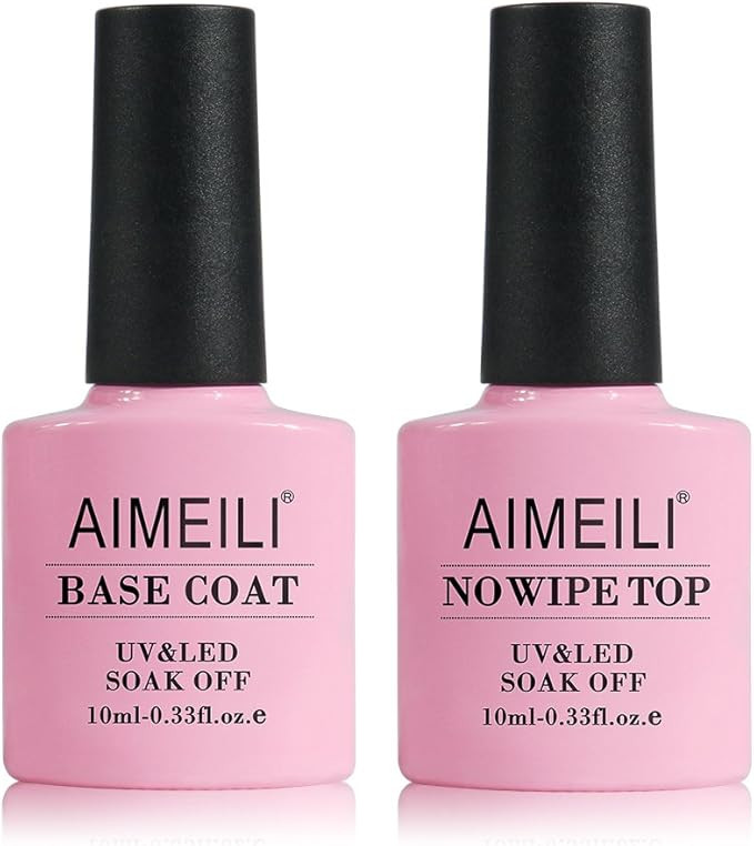 AIMEILI Soak Off UV LED Gel Nail Polish - Base and No Wipe Top Coat Kit Set 10ml | Amazon (CA)