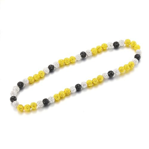Baseball Beaded Necklace for Men,Bling Baseball Necklace with Baseball Drip Chain,Inspired Accessory Diamond White Black Lemon Yellow 20 inch Necklaces Rhinestone Discoball Jewelry Baseball Team | Amazon (US)