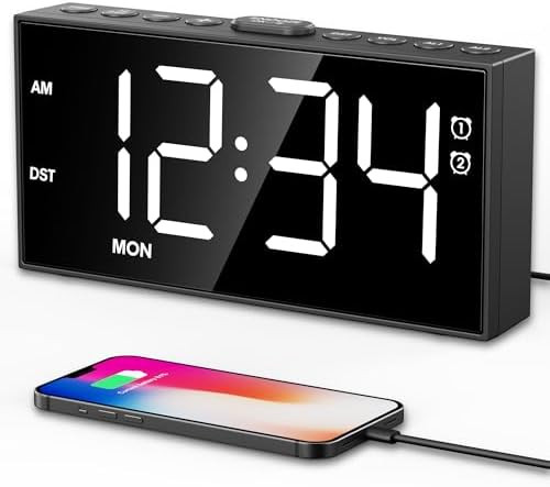 PPLEE Alarm Clock for Bedroom,Upgrade Digital Clock Large Bold Number,5 Level Brightness Volume,2... | Amazon (US)