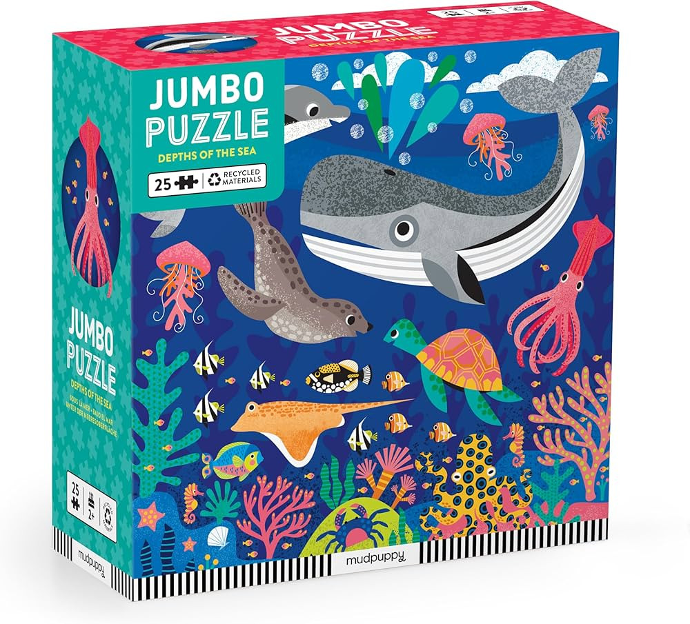 Mudpuppy Depths of The Sea - Jumbo 25 Piece Jigsaw Floor Puzzle Featuring Whales, Dolphins, and M... | Amazon (US)