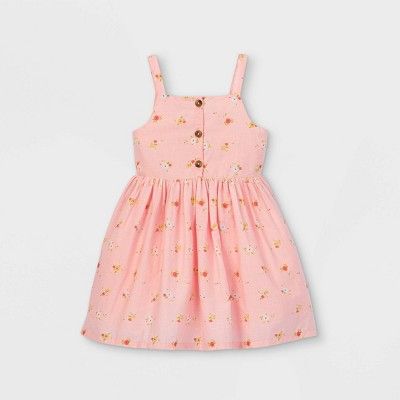 Toddler Girls' Floral Button-Front Tank Dress - Cat & Jack™ Pink | Target