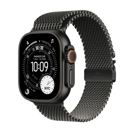 Apple Watch Ultra 3 GPS + Cellular 49mm Black Titanium Case with Black Titanium Milanese Loop - Medium | Walmart (US)