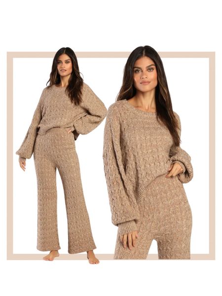 Cozy taupe knit lounge sweater top and pants 

#LTKfindsunder100 #LTKGiftGuide #LTKHoliday