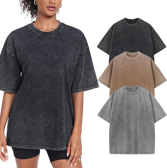Womens Washed Vintage Oversized T-Shirt Baggy Workout Tops Short Sleeve Cotton Tshirts Streetwear... | Amazon (US)