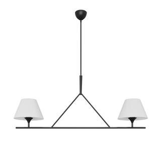aiwen 54.33 in. 2-Light Kitchen Island Linear Chandelier Classic Matte Black Pendant Light with f... | The Home Depot