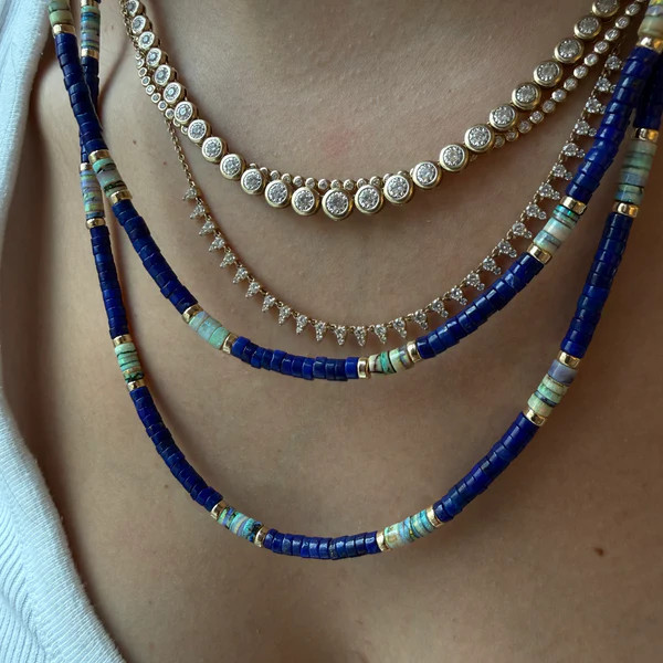 LAPIS &amp; OPAL BEADED NECKLACES – SHAKTI | SHAKTI JEWELRY