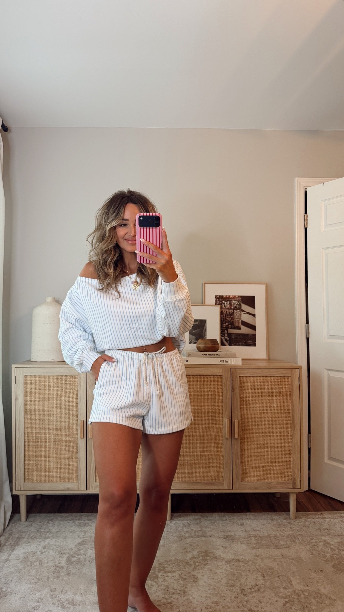 new cozy striped set!! love the white and blue! size M in both 🤍  @abercrombie summer outfit, spring outfit, travel, vacation outfits

#LTKootd #LTKSaleAlert