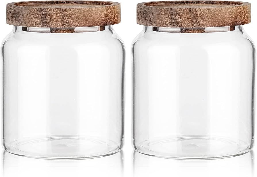 Labina Glass Storage Container Airtight Food Jars Kitchen Canister with Wood Lids, 21 Oz Wide Mou... | Amazon (CA)