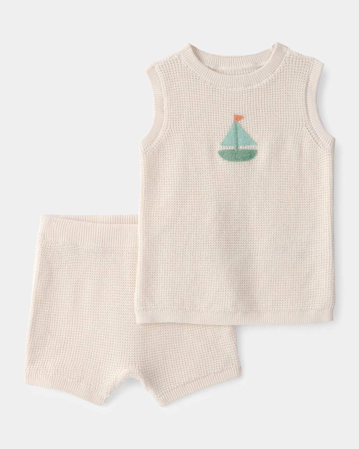 Baby 2-Piece Sailboat Crochet Top & Short Set - Cream | Carter's Inc