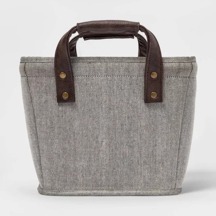 Recycled Polyester Fabric Bin with Faux Leather Handles Gray - Threshold™ | Target