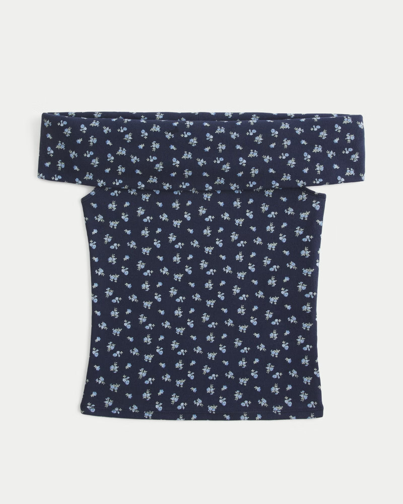 Women's Ribbed Off-the-Shoulder Foldover Top from Hollister | Hollister (US)