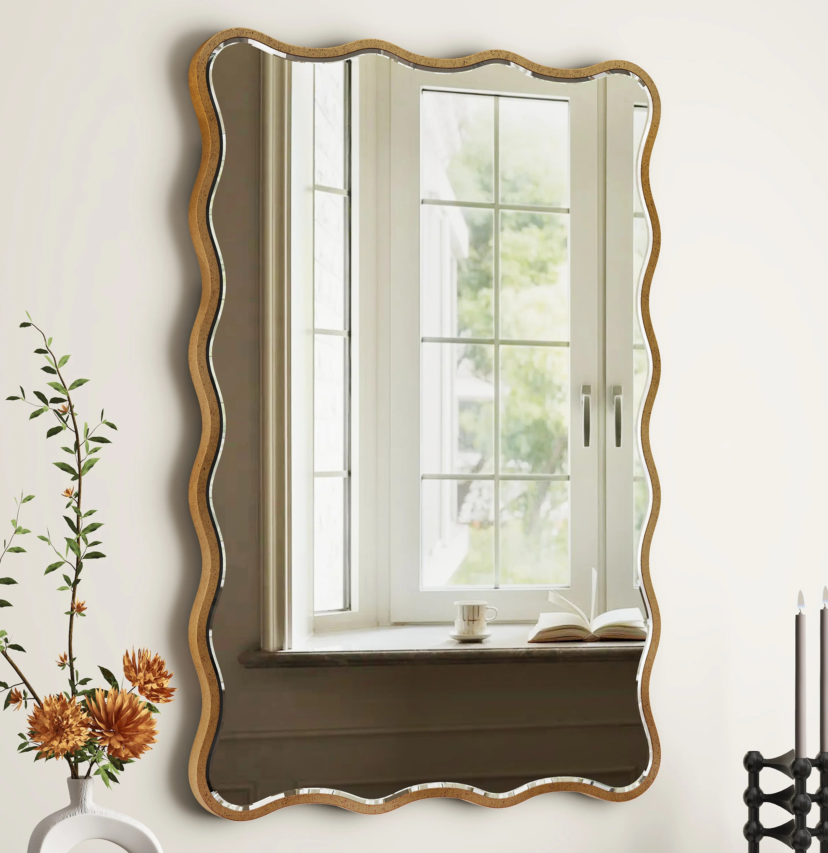 Eldora Wood Wavy Wall Mirror Decorative Accent Mirror | Wayfair North America