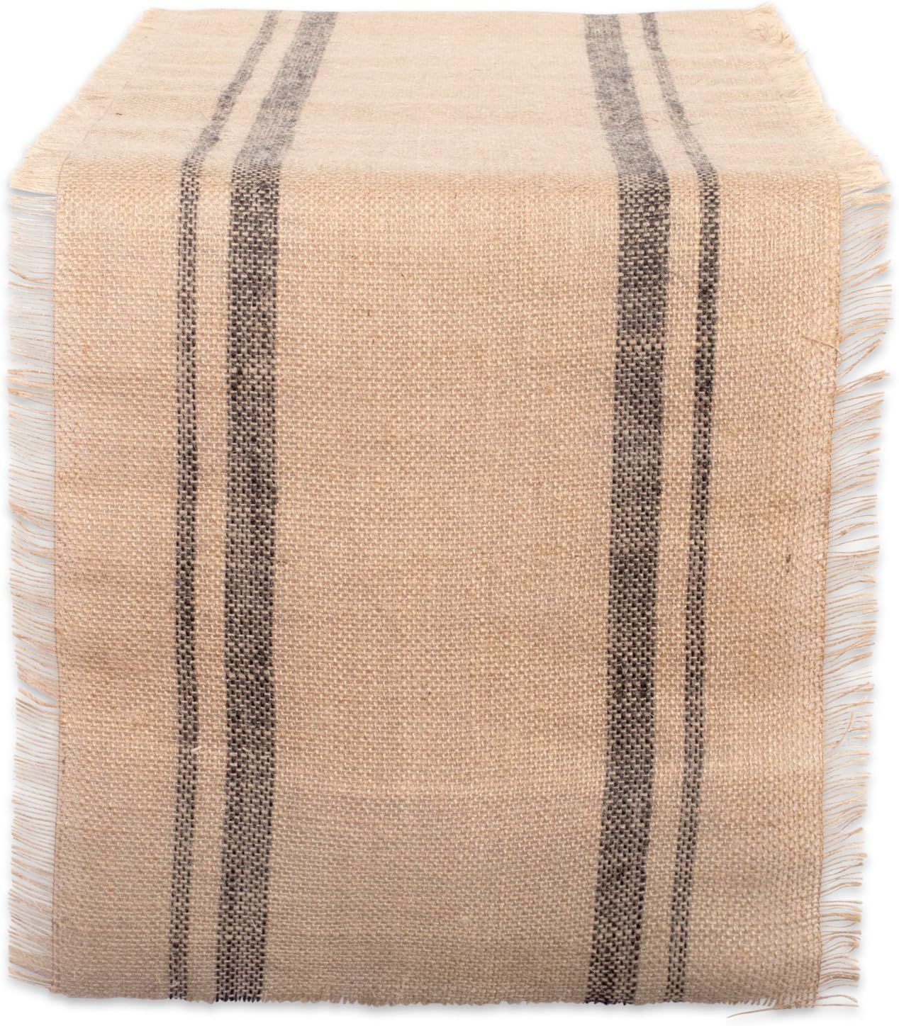 DII CAMZ38407 Mineral Border Burlap Table Runner, 14 x 72, Double Stripe Gray | Amazon (US)