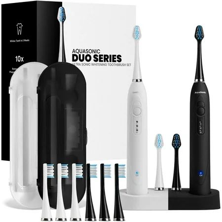 AquaSonic Duo Dual Handle Ultra Whitening 40,000 VPM Wireless Charging Electric ToothBrushes - 3 Mod | Walmart (US)