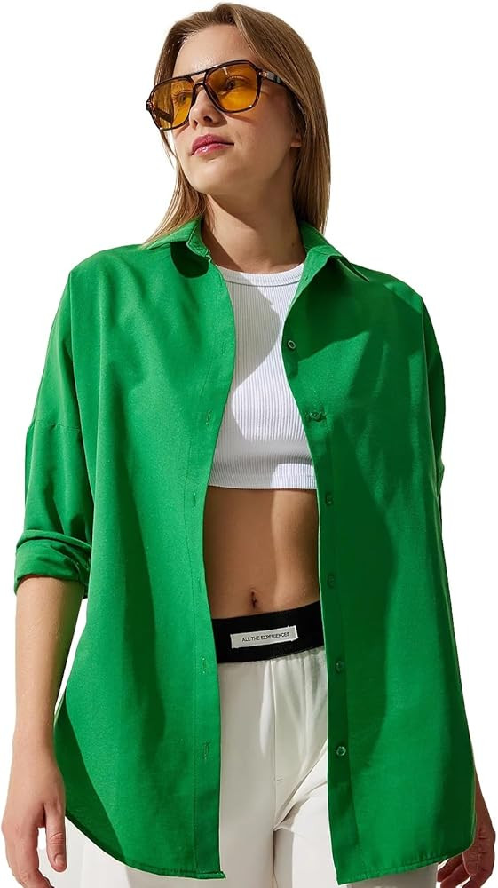 BIG DART Oversized Button Down Shirts for Women, Dressy Casual Long Sleeve Blouses Summer Tops Tu... | Amazon (US)