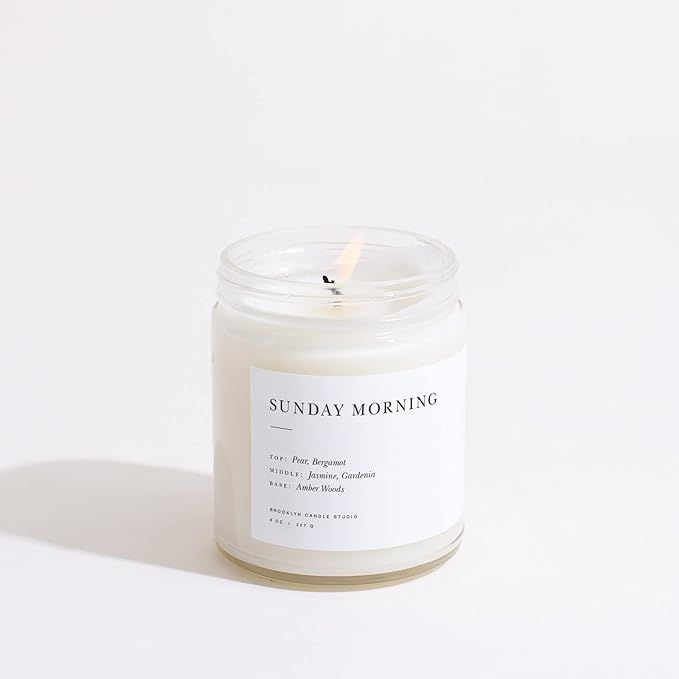 Brooklyn Candle Studio Sunday Morning Minimalist Candle | Vegan Soy Wax Luxury Scented Candle, Ha... | Amazon (US)