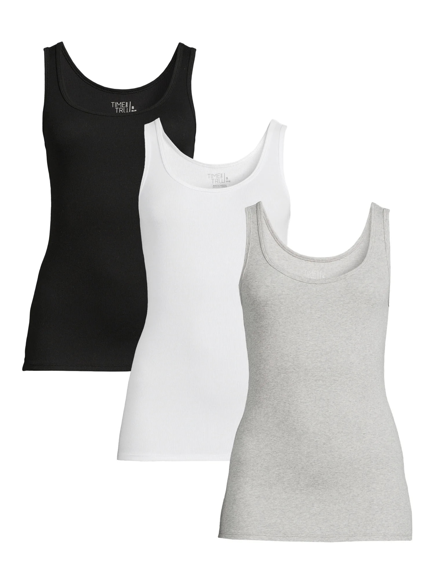 Time and Tru Women's Ribbed Tank Top, 3-Pack | Walmart (US)