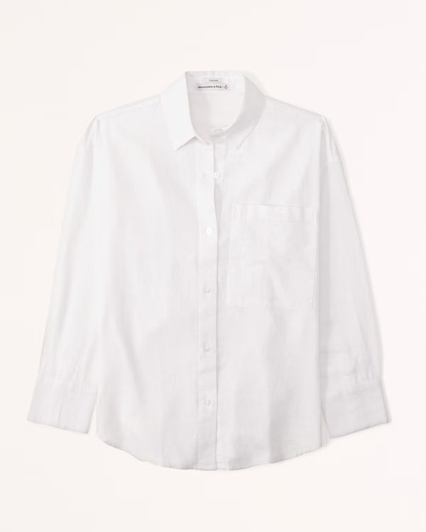 Women's Oversized Linen-Blend Shirt | Women's Tops | Abercrombie.com | Abercrombie & Fitch (US)