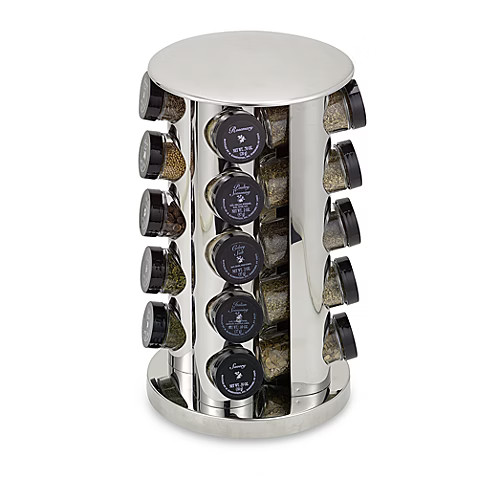 Kamenstein® Stainless Steel 20-Jar Filled Revolving Spice Rack Tower | Bed Bath & Beyond