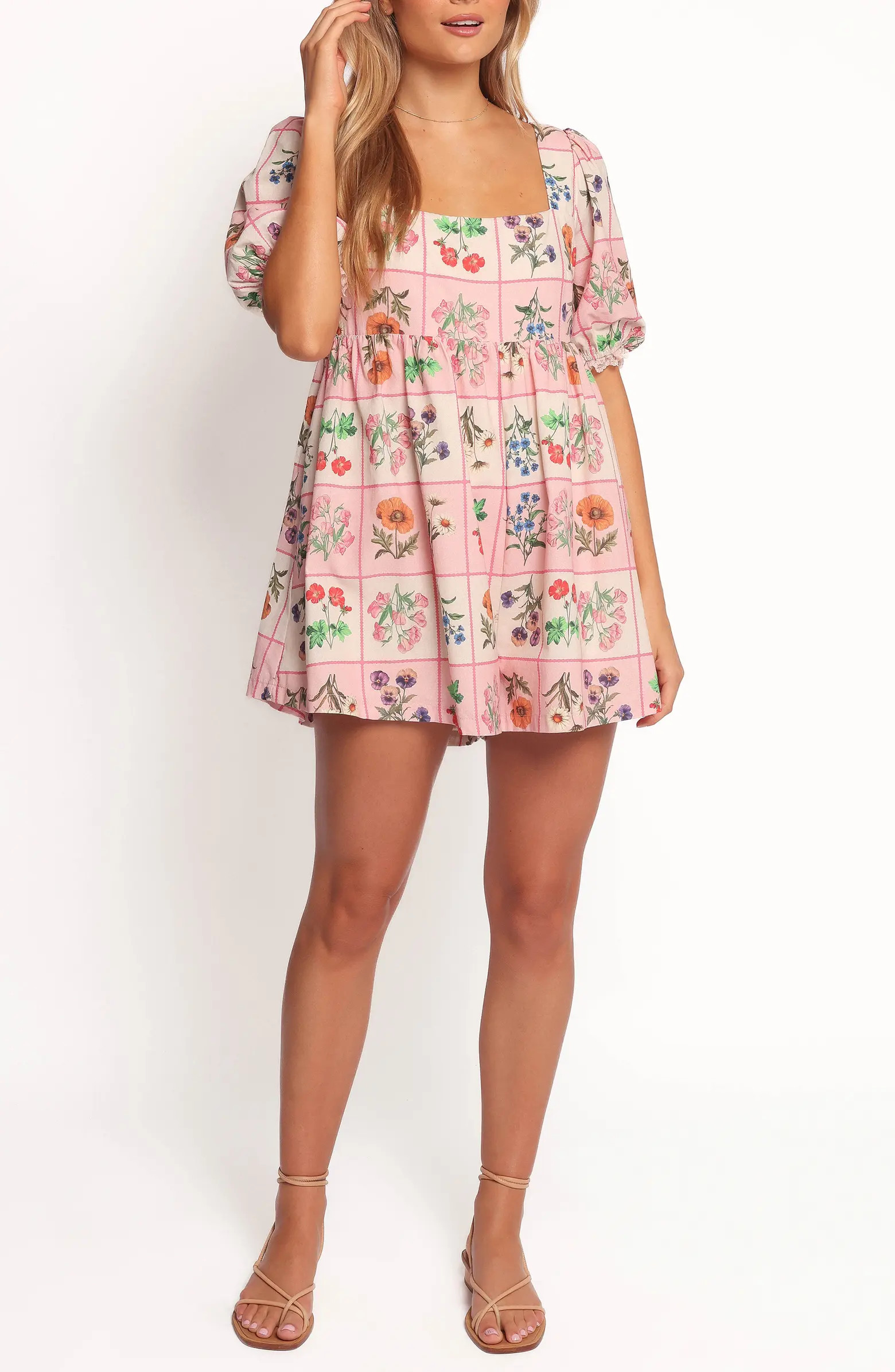 Petal & Pup Floretta Puff Sleeve Cotton Romper | Nordstrom | Nordstrom