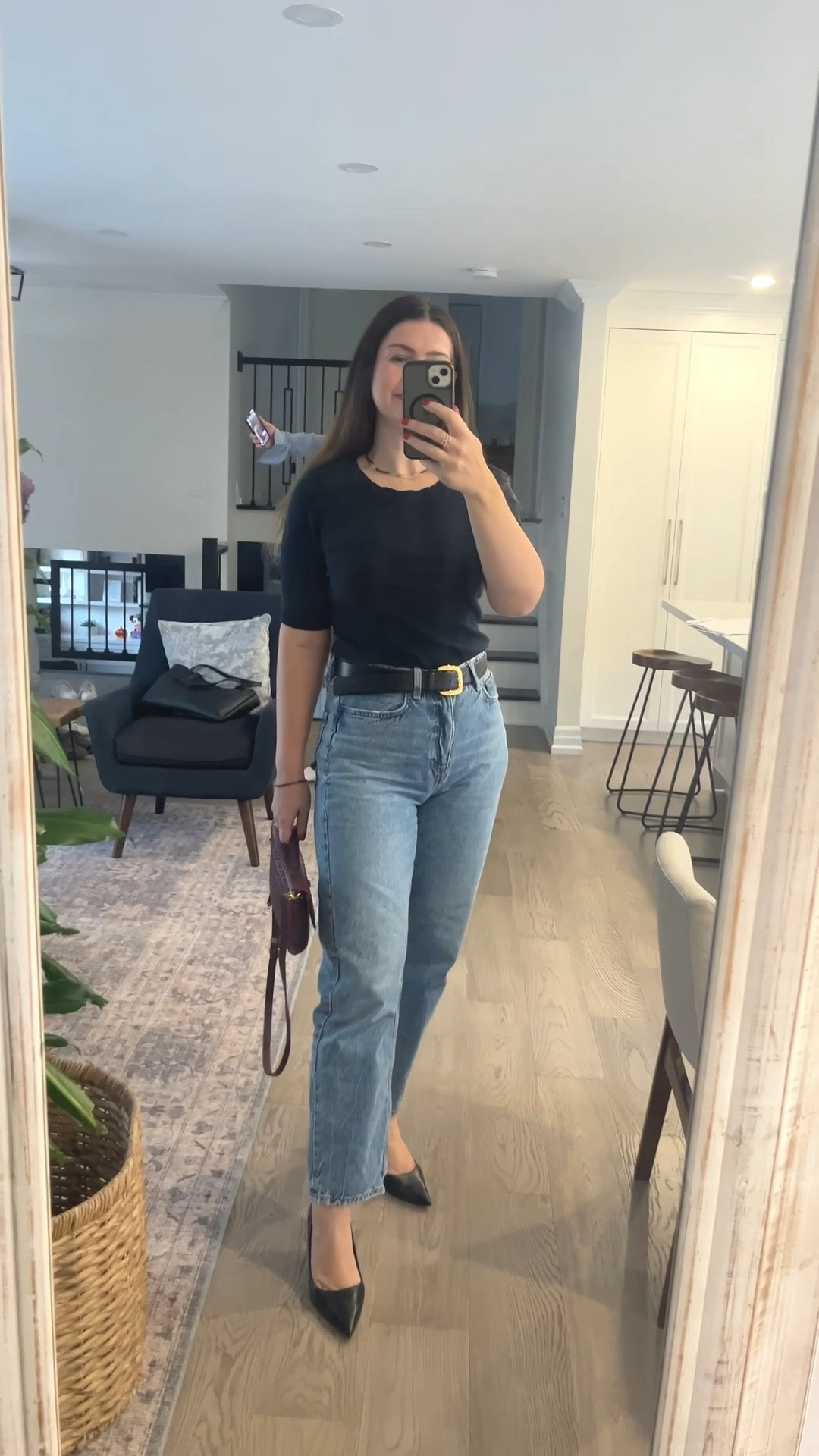 Love jeans and heels. Such a perfect combo for a casual but elevated look. And a difference a few accessories can bring. My top is size M

#LTKwinter #LTKfall #LTKjeans