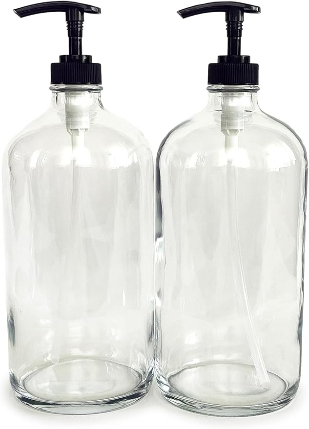 Vivaplex, 2, Large, 32 oz, Empty, Clear Glass Bottles with Black Lotion Pumps | Amazon (US)