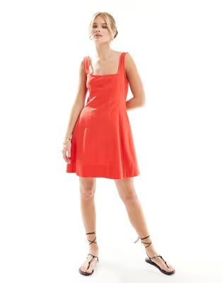 ASOS DESIGN seamed mini tennis sundress in red | ASOS (Global)