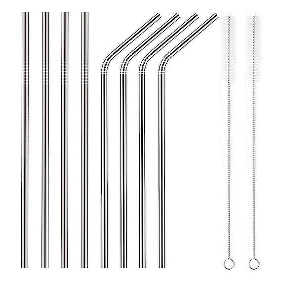 YIHONG Set of 8 Stainless Steel Metal Straws 8.5'' Reusable Drinking Straws For 20oz Tumblers Yet... | Amazon (US)