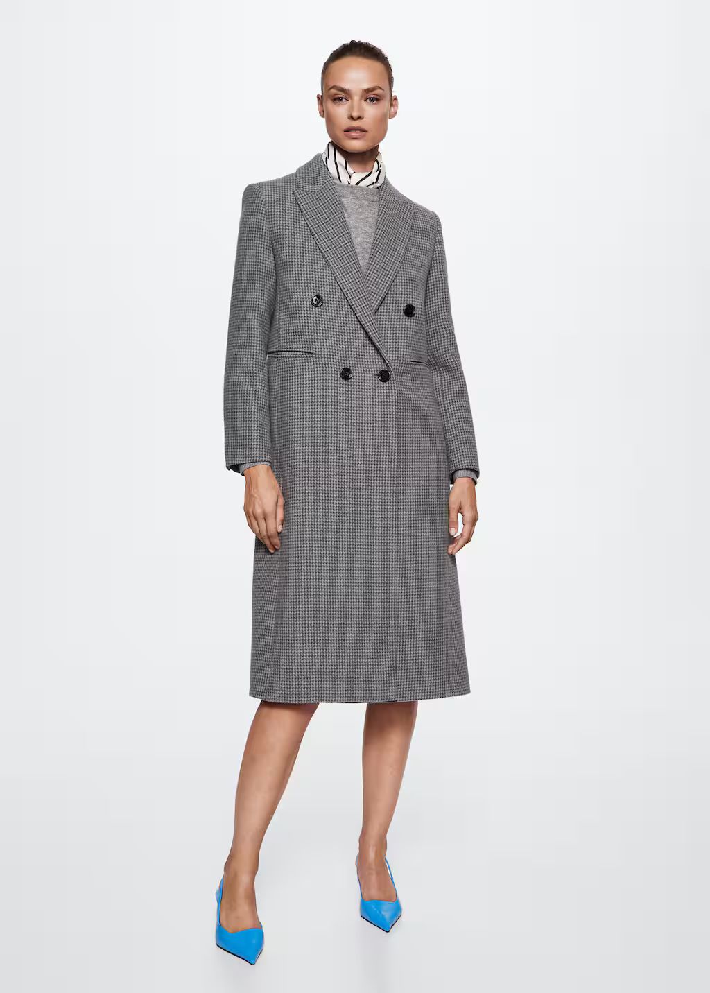 Houndstooth wool-blend coat -  Women | Mango United Kingdom | MANGO (UK)