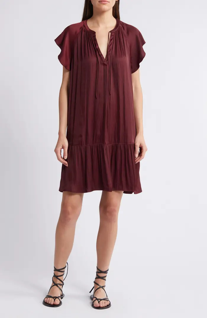 Flutter Sleeve Satin Dress | Nordstrom