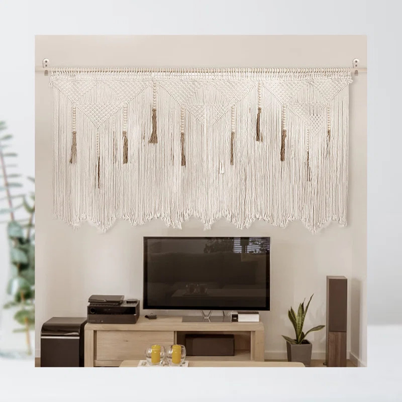Large Macrame Wall Hanging 43.3" x 39.4" Boho Tapestry Woven Wall Decor | Wayfair Professional