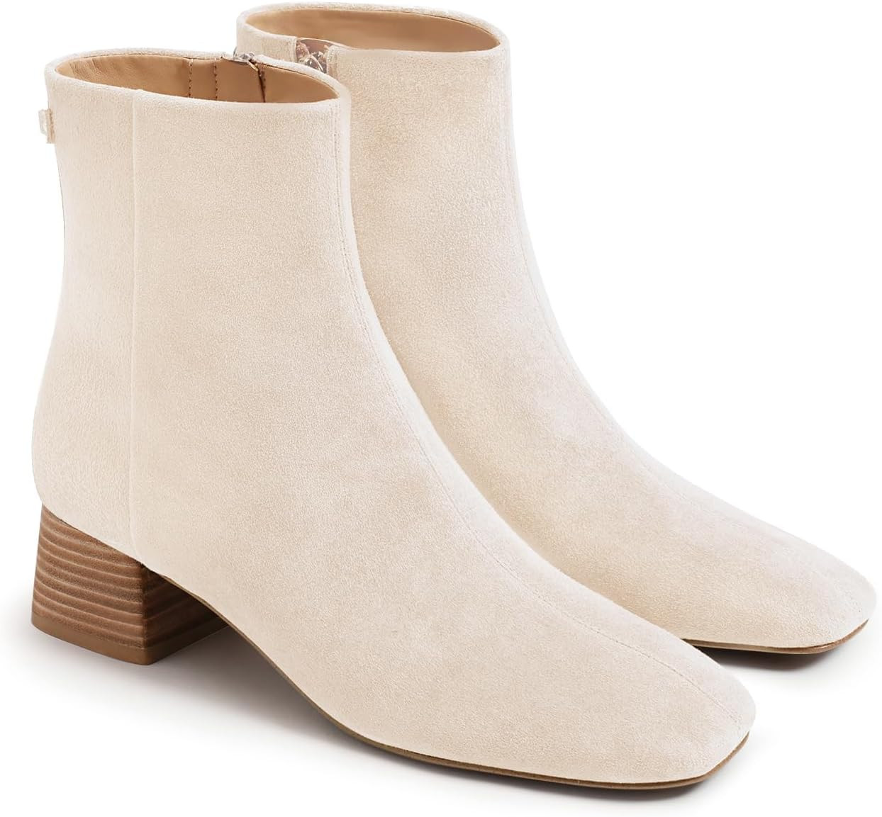 Coutgo Womens Ankle Boots Chunky Low Heel Square Toe Booties Side Zipper Winter Dress Shoes | Amazon (US)