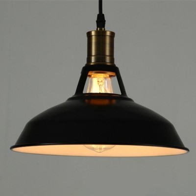 Industrial Barn Pendant Light with 15.35''W Metal Cage,Black | Beautifulhalo.com
