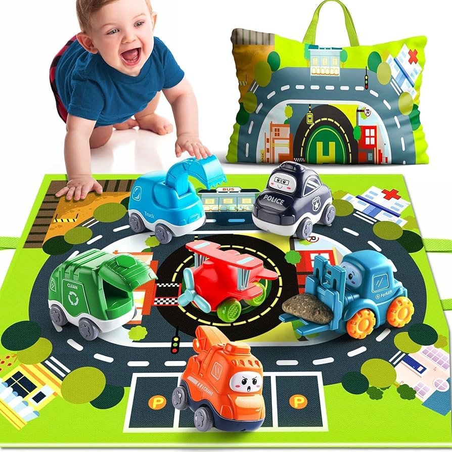 Big Cartoon Truck Car Toys for 1 Year Old Boy with Playmat/Storage Bag|Baby and Toddler Toys 12-1... | Amazon (US)