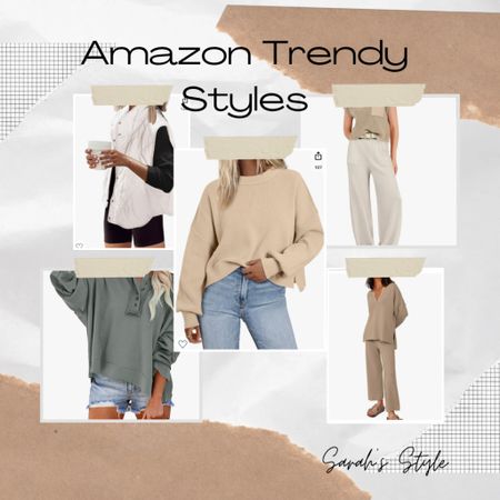 Amazon trendy styles. Fall picks. Fall lounge outfits. Dupes. Sweater weather. Fall trends 