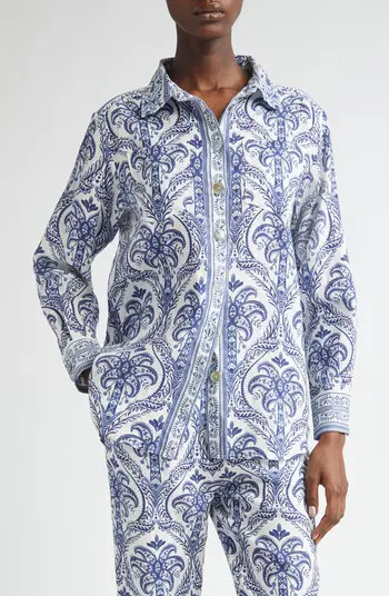 Tropical Print Linen Blend Button-Up Shirt | Nordstrom