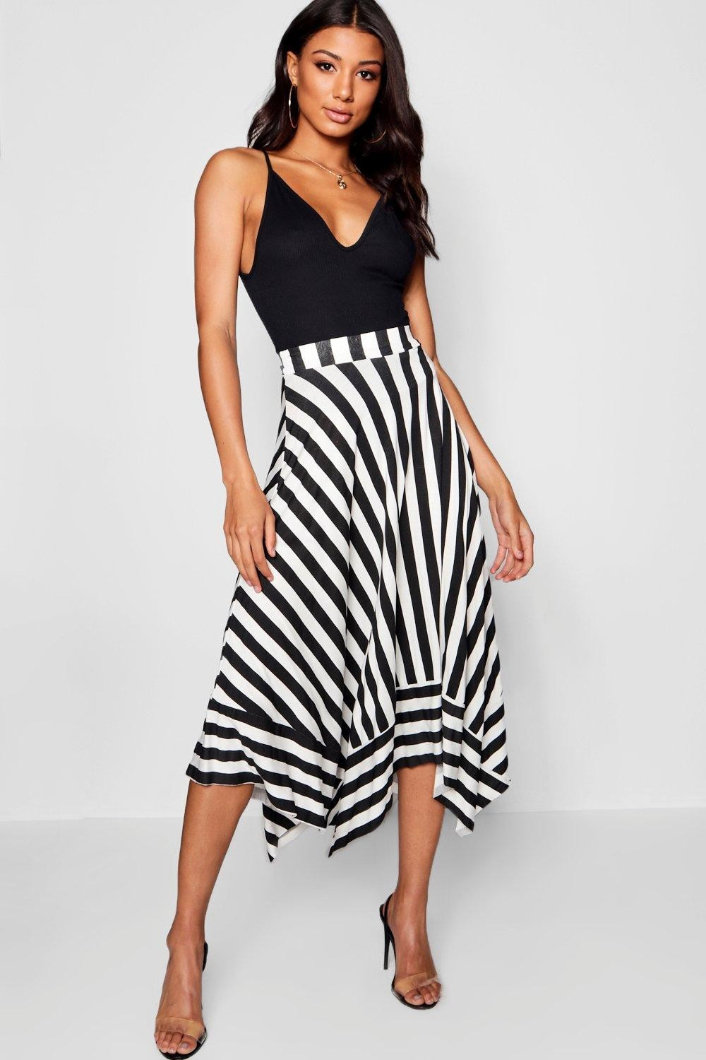 Contrast Stripe Full Midi Skirt | Boohoo.com (UK & IE)