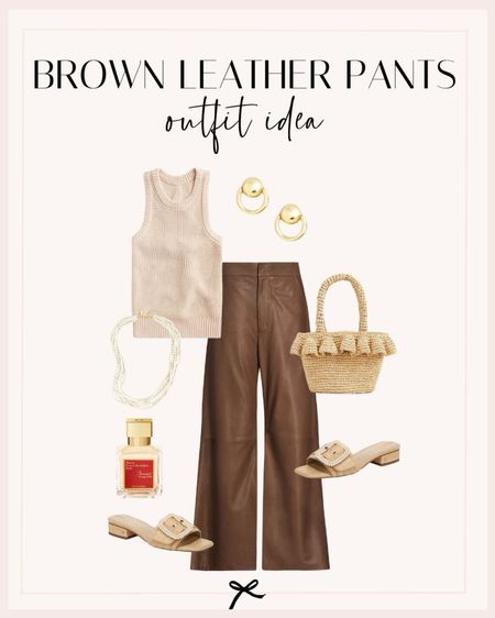 Brown leather pants outfit idea. I love these wide leg pants and ribbed tank top for an elevated spring look. 

#LTKbeauty #LTKSeasonal #LTKstyletip