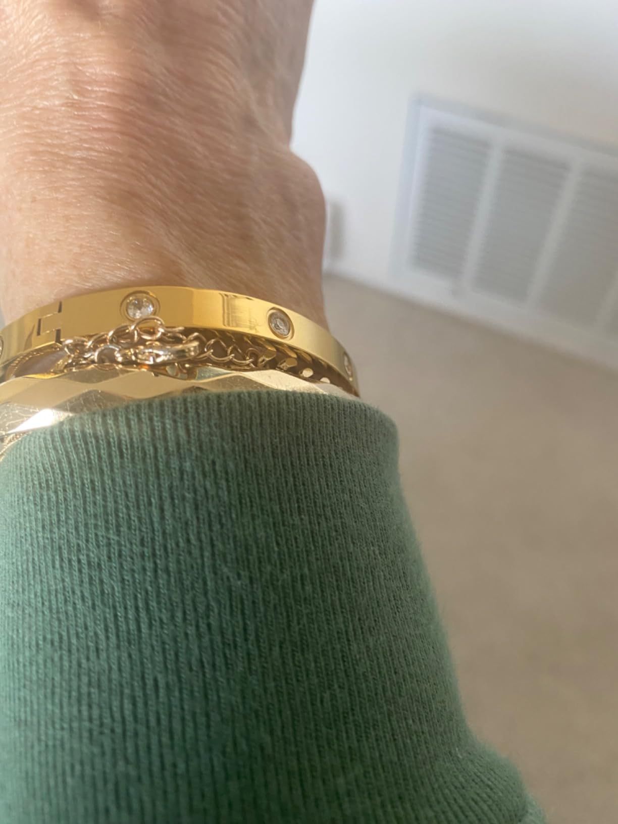 Gold Bracelets for Women - 2Pcs 18K Gold Plated Love Cubic Zirconia Bangle Crystal Friendship Bra... | Amazon (US)