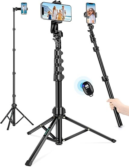 71" Tripod for iPhone, Phone Tripod Selfie Stick with Remote, Cell Phone Tripods & Tall Travel Tr... | Amazon (US)