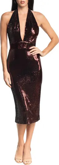 Dress the Population Vanessa Sequin Halter Midi Dress | Nordstrom | Nordstrom