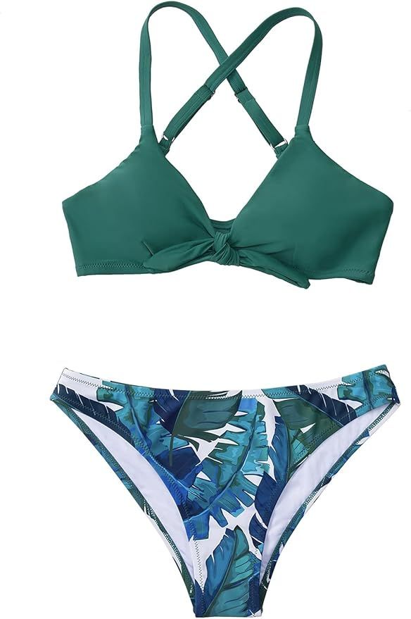 CUPSHE Women's Floral Print Knot Adjustable Bikini Sets Two Piece Bathing Suit | Amazon (US)