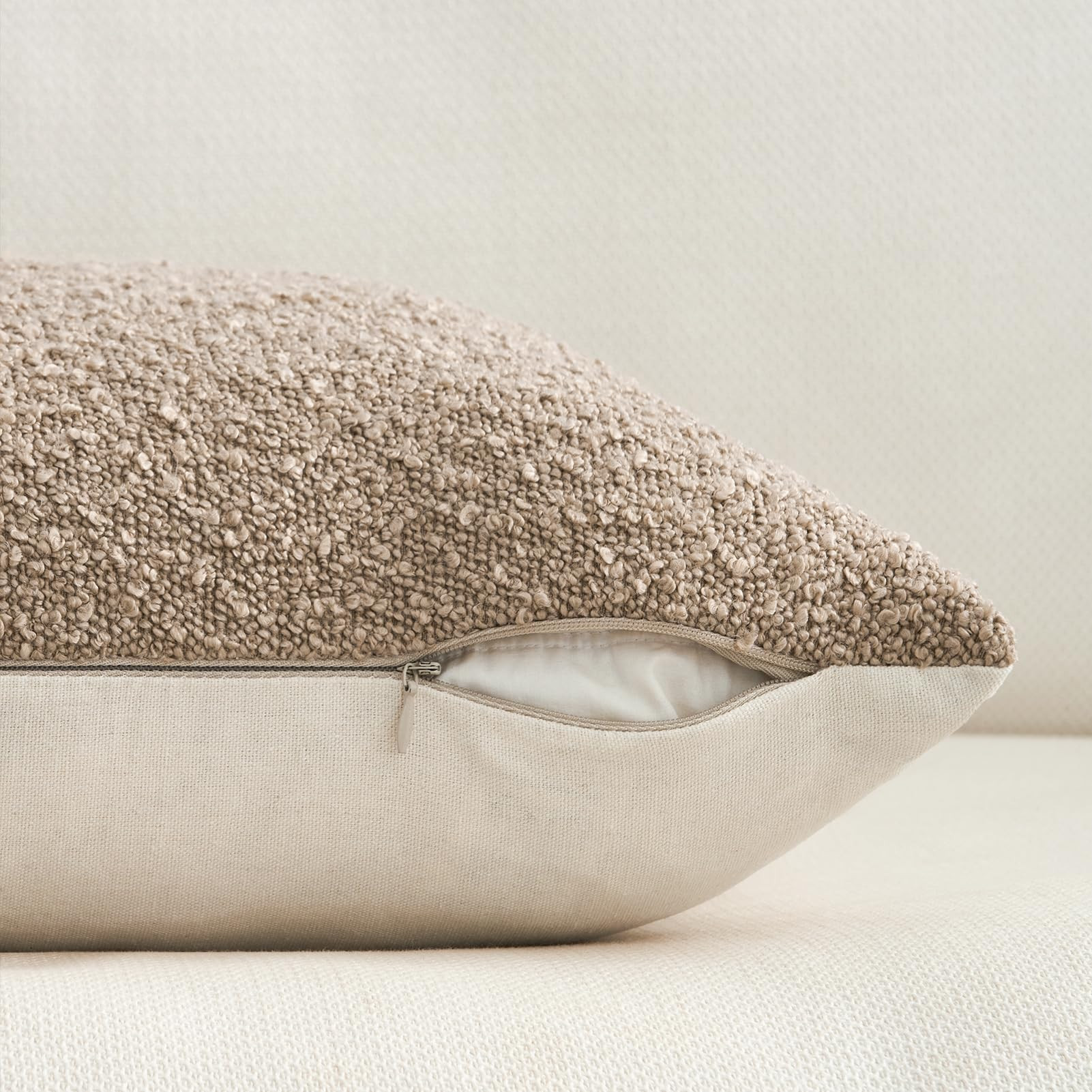 Topfinel Boucle Decorative Pillow Covers 18x18 Inches Set of 4 Neutral Cream Ivory White Pillowca... | Amazon (US)