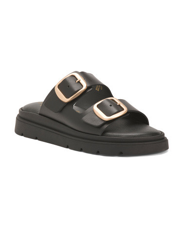 Made In Italy Leather Two Band Sandals | TJ Maxx