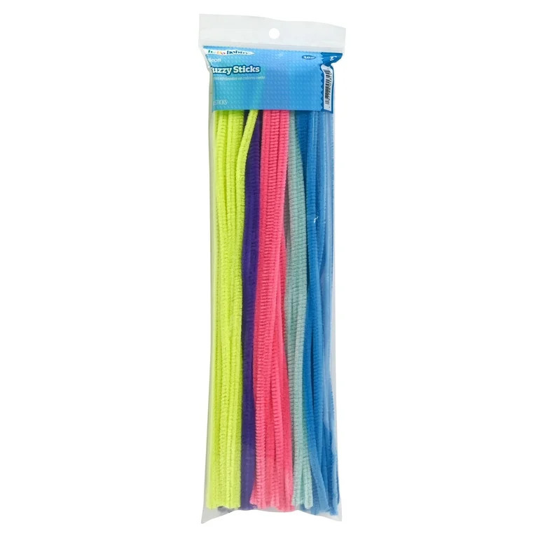 Hello Hobby Fuzzy Sticks, 100 Count, Neon Multicolor Chenille Stems for Kids Crafts and DIY Proje... | Walmart (US)